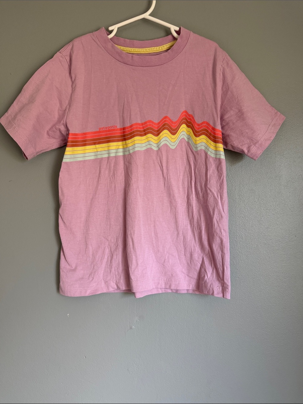 Patagonia Kids Ridge Rise Stripe Tee Organic Cotton Graphic T-Shirt Small 7-8